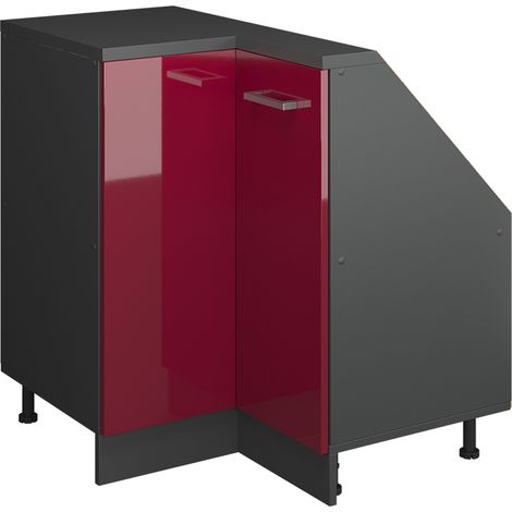 Mobile sottotetto Mobile angolare Rion, Rosso lucido/antracite, 75.6 x 81.6 cm con 1 porta, Vicco (1/5)