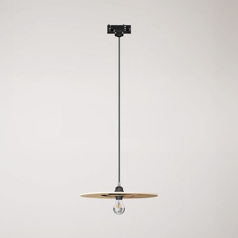 Creative Cables - Suspension sur rail UFO à double abat-jour en bois - Ampoule incluse (1/5)