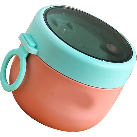 Isolierter Frühstücksbecher aus Edelstahl 304 mit Deckel, Löffel, Milch- und Suppenbehälter, ideal für Schule und Arbeit, tragbarer Behälter für Kanji, Rot (1/5)
