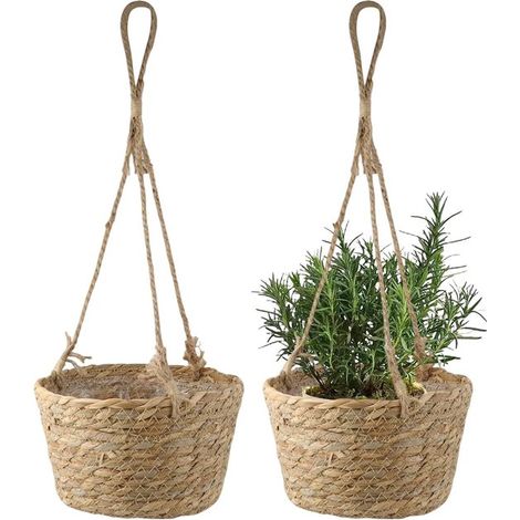 Maceta, algas marinas colgantes, estilo boho, colgador de flores, 20 cm, plantas tejidas a mano, maceta, maceta colgante natural, cesta (1/5)