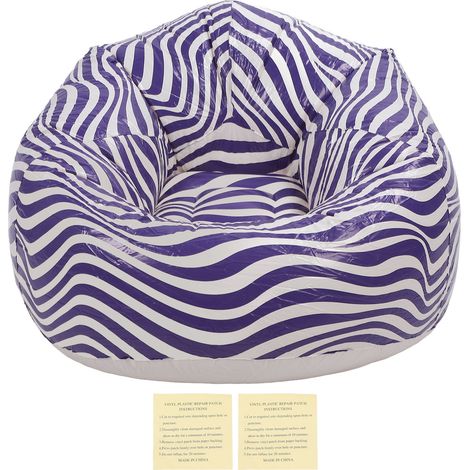 Fauteuil gonflable en PVC à motif ondulé, design ergonomique minimaliste, pouf gonflable bleu (1/5)