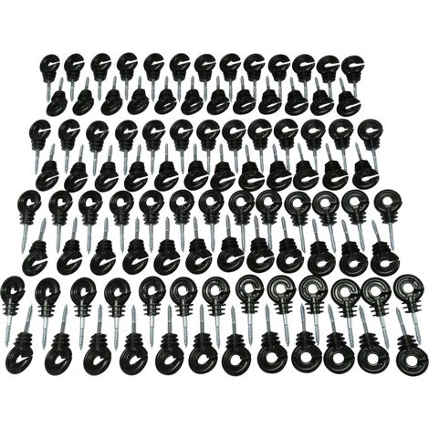 Electric Fencing Ring Insulators Grooved for Wooden Posts X100 (Screw In Poly Fence Wire Clips) (1/5)