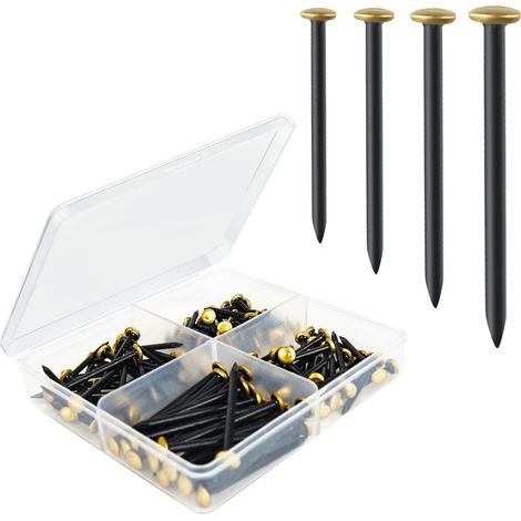 Lot de 120 clous pour tableau (20/25/30/40 mm) en acier inoxydable avec tête en peau de cuivre pour béton, brique et bois - Sans perçage - Protège le mur (1/5)
