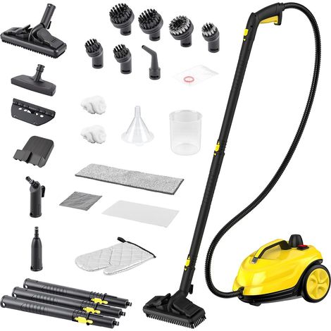 Nettoyeur Vapeur avec 24 Accessoires, Nettoyant Vapeur Multifonction Portatif Haute Pression 5 Bar, 2000W, Réservoir d'Eau 2L pour Voiture, Sol, Cuisine, Salle de Bain, Joints, Fenêtres, Canapé (1/5)