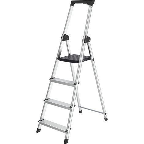 Vivol – Escabeau pliable 4 marches avec plateau à outils – Hauteur 137,9 cm – Charge max 8 kg – Facile à ranger et à utiliser
