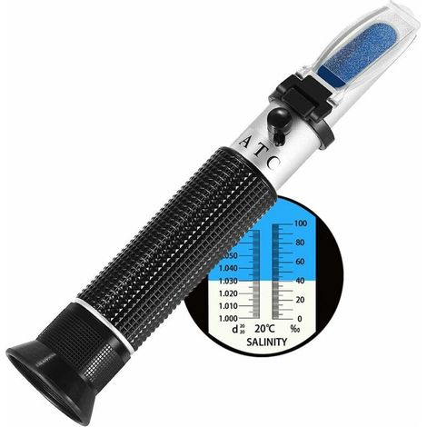 Refractómetro de salinidad, herramienta de medición de salinidad para acuarios de agua de mar, mercado marino, escala dual (1,0 a 1,070 Sg/0-100 ppt de sal). (1/5)