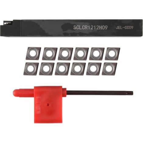 Portautensile per tornio SCLCR1212H09 con 10 lame per inserti CNC CCMT09T304-PM da 100 mm (1/4)