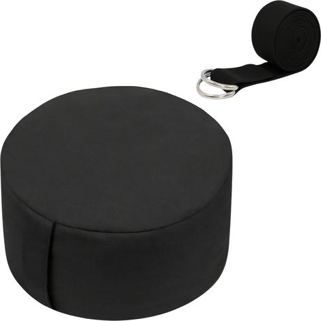 Conjunto de cojín de meditación con correa de yoga - Relleno de trigo sarraceno (1/5)