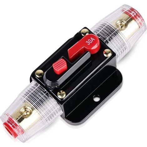 30A Auto Disjoncteur, Auto Disjoncteur Protection De Voiture 12V-24V DC, Auto Disjoncteur pour Voiture avec Commutateur Manuel de Réinitialisation de Fusible pour Voiture Bateau Camion Camping (1/4)