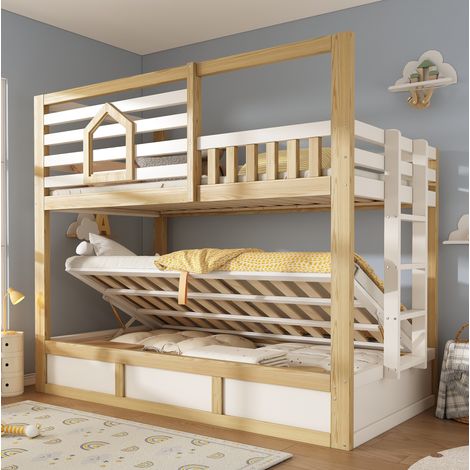 Bett Doppelbett mit Stauraum 90x200 Holz Kinder OKMYHOME (1/5)