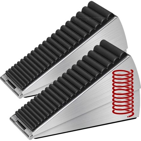 Butée de porte réglable avec coin haut - Jusqu'à 3 pouces - Avec caoutchouc antidérapant - Butée de porte en acier inoxydable - Pour sols en bois dur (1/5)