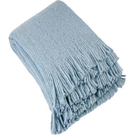 Plaid maille  - Effet laine tricotée Bleu 130x160 cm