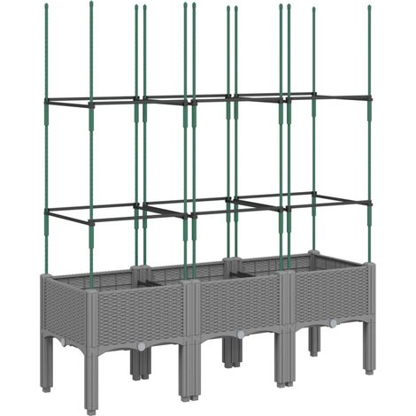 Maison Exclusive - Pflanzkübel mit Rankgitter Hellgrau 120x40x142