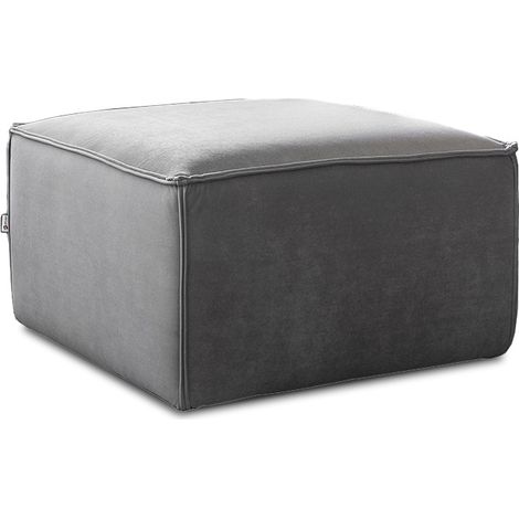 Pouf de salon en velours WILACE – Élégant et confortable-Gris perle (1/4)