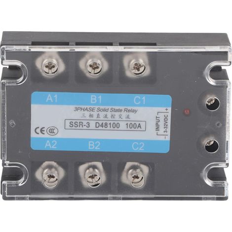 Relais statique triphasé SSR-3 D48100 100A, commande DC, sortie AC 480V, module de puissance pour automatisme industriel (1/5)