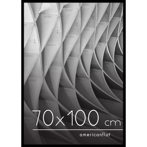 Cadre Photo 70x100 cm Noir - Cadre 100x70 cm avec Bordure Fine, Plexi Poli, Matériel de Suspension Intégré pour Mur (1/5)