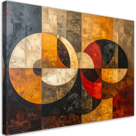 Quadro su tela, Astrazione geometrica nei toni della terra, 60x40 (1/5)