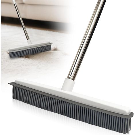 Balai en Caoutchouc 2 en 1,120cm Balai Silicone Sol(Blanc) Brosse en Caoutchouc avec Raclette, Élimine les Poils de Chat et Chien, pour Fenêtres, Parquets, Carrelages et Tapis (1/5)