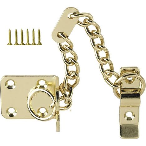Narrow Design limiteur de porte en laiton pour portes en bois et portes UPVC limiteur de porte en laiton pour portes intérieures et extérieures ((Laiton de chaîne de porte étroite)) (1/5)