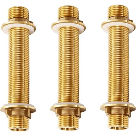 Lot de 3 Raccords de Cloison en Laiton G1/2 12 cm Mâle pour Robinets, Raccord Cloison En Laiton, Raccord de Cloison pour Robinets, Récupérateurs D'eau de Pluie, Réservoirs D'eau, Châteaux D'eau (1/5)
