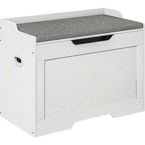 Vilrane Coffre de rangement banc coffre avec assise sécurité blanc (1/5)