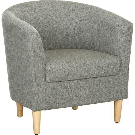 Moderner Polstersessel mit Holzbeinen, gepolsterter Sessel für Schlaf- und Wohnzimmer, 74 x 63 x 73 cm, Grau