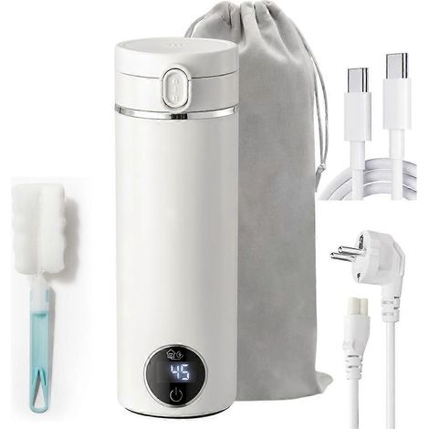 Tragbarer Reisewasserkocher (500 ml), USB-C-Anschluss, 300 W Schnellheizleistung, Temperaturregelung von 377 bis 100 °C, EU-Stecker (1/5)