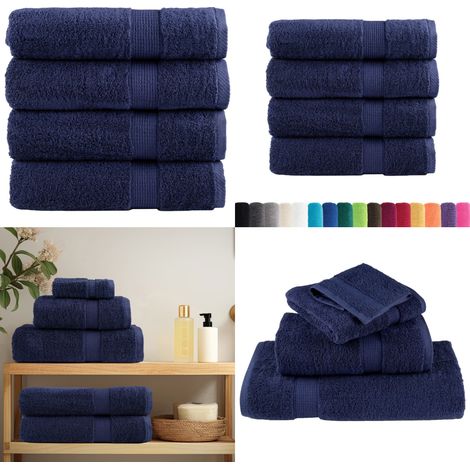 Premium Handtücher SOLUND 4 Stk. Marineblau 50x100 cm 600 g/m² - Baumwolle - Marineblau (1/5)