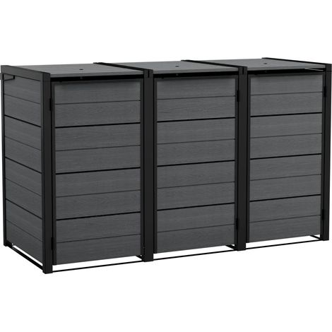 Keter Hide Away Mülltonnenbox für 3x240L Tonnen - 205.9x84.3x121.2cm (1/5)
