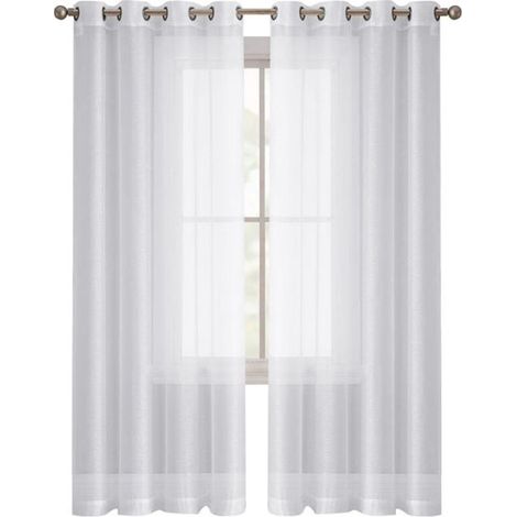 Rideaux voilage légers 140x260 cm – Lot de 2 pièces en polyester blanc, occultants et respirants pour salon ou chambre