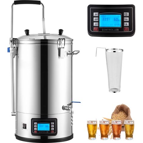 Mophorn Sistema Eléctrico de Elaboración de Cerveza, 8 Gal/30 L, Todo en Uno con Panel de Modo Automático/Manual, Dispositivo de Hervido de Mash, Potencia de 100-2500W (1/5)