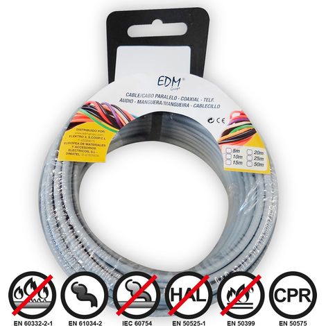 Fil électrique Flexible 2,5mm Gris 5m Sans Halogène, Sécurité Incendie - Edm (1/3)
