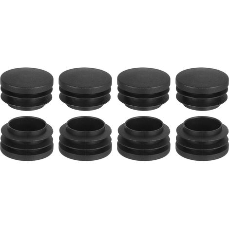 QUARKZMAN 8 x 22 x 35 mm Plastic Hole Caps, Round Tube Insertion Plugs, Hole Covers for Table and Chair Legs, Metal Tubes, Fences, Black (1/5)
