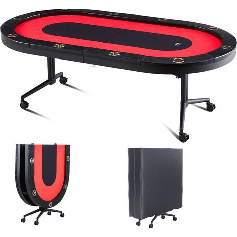VEVOR Tavolo da Poker Pieghevole per 10 Giocatori, Tavolo da Poker Blackjack Texas Holdem con Guide Imbottite e Portabicchieri in Acciaio Inossidabile, Tavolo da Gioco Blu