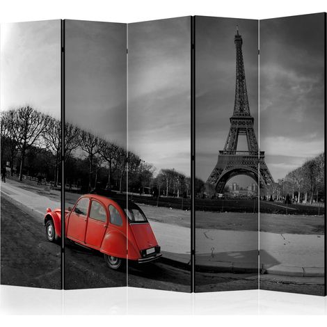 Paravento - Eiffel Tower and red car II [Room Dividers] - 225x172 (1/4)