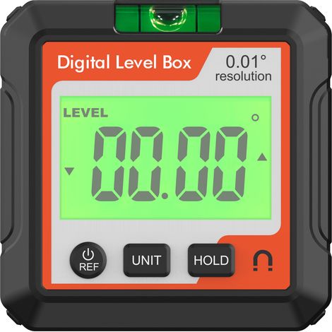 Herramienta digital de medición de ángulos, nivel electrónico con nivel de burbuja LCD y base magnética para trabajos de carpintería y construcción. (1/5)