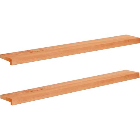 vidaXL Alfeizares 2 uds. Barniz 110 x 15 x 2 cm Madera de Haya Sólida (1/2)