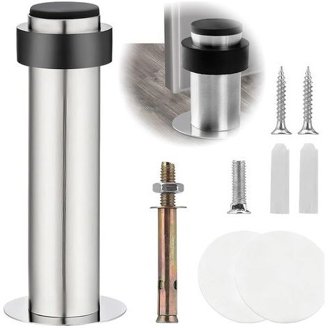 En Inox Butee De Porte MéTal Bloc Porte Arret De Porte Avec Pare Chocs En Caoutchouc Protection Murs Meubles sans Perçage (1/4)