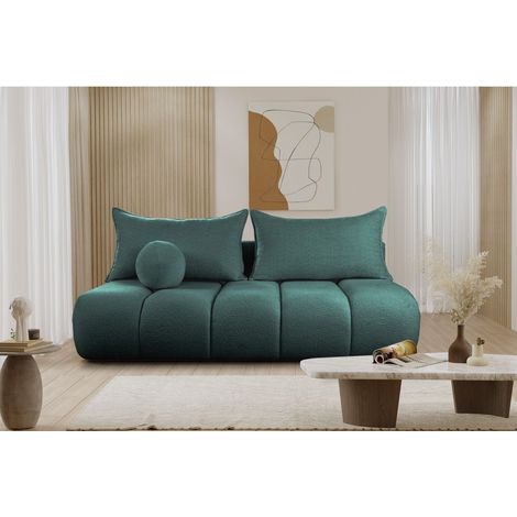 Schlafsofa Designersofa Sofa 3-Sitzer ANZIA in Stoff Ascot Bukla Petrol (1/5)