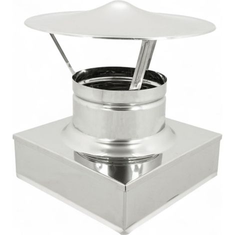 Fumaiolo in acciaio inox quadro a cappello cinese - 25x25 cm
