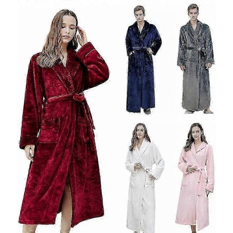 Warme Fleece-Bademäntel für Damen und Herren, dicke Winterbademäntel, bequeme Loungewear, 1er-Set (1/4)