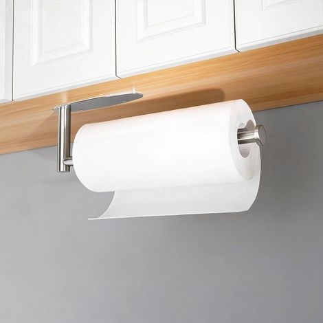 Küchenrollenhalter aus Edelstahl – 1 Stück – Edelstahl – Soft-Close-System – Wand- oder Unterbaumontage – Silber
