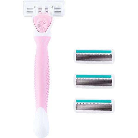 Rasoir Manuel Pour Femme - Rasoir À Lame Remplaçable - Antidérapant - Étanche - Pour Zone Bikini Et Aisselles - Lot De 1 Rasoir + 3 Lames (1/5)