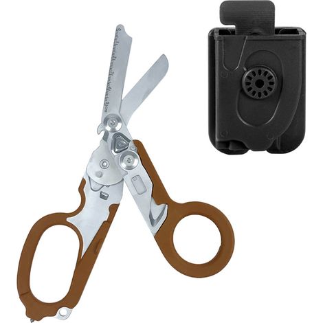Ciseaux marrons + étui noir Pince tactique multifonctionnelle, cisaille d'extérieur Raptor, outil pliant avec étui K, acier inoxydable 420HC (1/5)