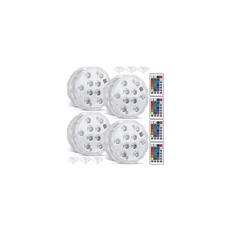 Lot de 4 lumières LED avec télécommande, lumière LED submersible, télécommande multicolore RVB, éclairage sous-marin, LED étanche, pour piscine, vase, spa, aquarium, étang, jacuzzi, décoration de fête