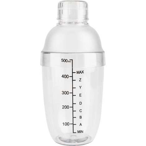 Shaker à cocktails transparent anti-fuites en PC avec graduation (500ml) (1/5)