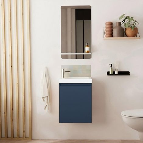 Meuble lave-mains LISA + robinet chromé + miroir rectangulaire (1/5)