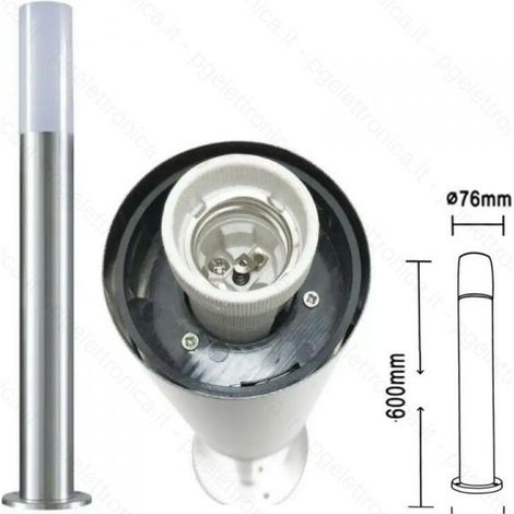 LAMPIONE DA GIARDINO 1MT 60cm ARGENTO DA ESTERNI IP65 Palo Paletto Viale E27 LED
