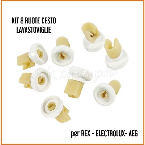 Ruote Cesto Superiore Lavastoviglie Rex Electrolux AEG 50286967000 Kit 8 Pezzi Ricambio