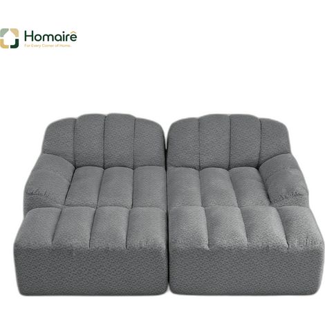 Sofa mit Modulen aus Fleece und Armlehnen grau en Polyester 210 x 165 x 79 cm HOMAIRE (1/5)